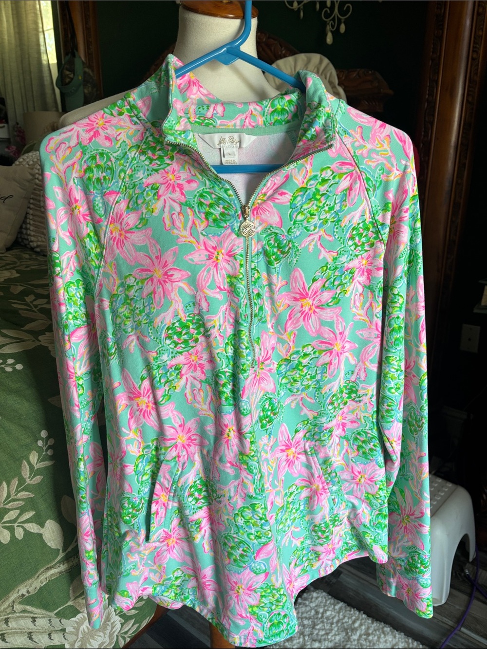 Lilly Pulitzer Pullover with Pink & Green Floral Print